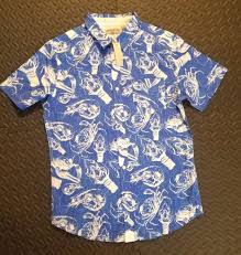 Mens Beans And Bones Blue Button Up Graphic Shirt Crabs Shrimps Lobsters Medium Shrimp And Lobster Crab Stuffed Shrimp Casual Shirts