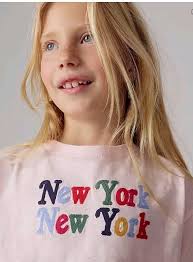 NWT Crewcuts Size XL (12-14) Pink Cropped New York Embroidery Graphic  T-shirt