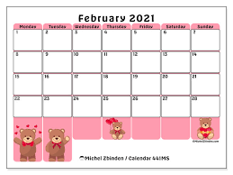 The february 2021 calendar comes complete with 28 days. Printable February 2021 441ms Calendar Michel Zbinden En