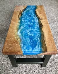 Epoxy Resin Ocean And Maple Coffee Table Etsy In 2020 Epoxy Resin Table Resin Countertops Wood Resin Table