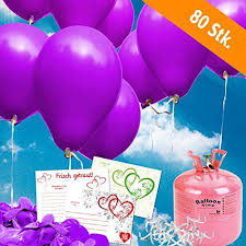 80 Lila Helium Luftballons Mit Ballonflugkarten Komplett Set Aus Helium Einwegflasche Ballonkarten Und Hochzeitsballons Gas Luftballons Fur Bis Zu 80 Hochze