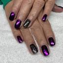 Nails by Janet at Teez Salon - Purple chrome and black glitter ...
