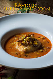 Raviolo With Shrimps From Madagascar And Peppermint Shell Bisque With Black Cardamom Corn And Pepper Raviolo Aux Crevettes Crevettes Croustillant Ravioli