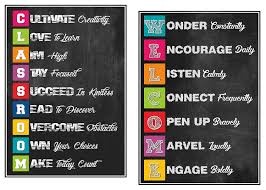 Motivational Welcome Classroom Posters 2 Pack Laminated Growth Mindset Chalkboard Wall Posters Inspirational Acronyms For Middle School High