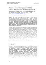 Pdf Widening Student Participation In Higher Education Through Online Enabling Education