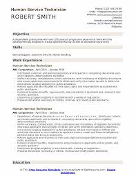 Human Service Technician Resume Samples Qwikresume