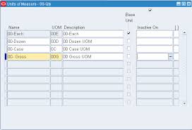 List of 67 uom definitions. Oracle Ebs Inventory Defining Unit Of Measure Catalog And Categories Oracleport Com