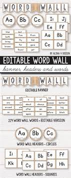 Create A Beautiful Word Wall With This Editable Word Wall Printable Set For Preschool Kindergarten An Word Wall Letters Kindergarten Classroom Decor Word Wall