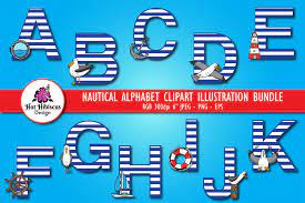 5 letters of the alphabet (a,e,i,o,u) are vowels and 21 other letters are consonants (b, c, d, f, g, h, j, k, l, m, n. Nautical Alphabet Letters Educational Clipart Bundle 435125 Alphabets Design Bundles