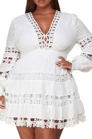 Final Sale Plus Size Crocheted Lace Babydoll Dress In Ivory Shopperboard