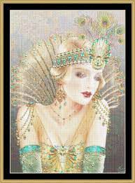 If you choose 14 count… Aurelia Mg 64 16 00 Mystic Stitch Inc The Fine Art Of Counted Cross Stitch Patterns Art Deco Illustration Fantasy Cross Stitch Art