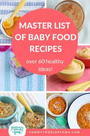 Master List Of Baby Food Recipes 60 Healthy Superfoods To Try Baby Food Recipes Homemade Baby Foods Meat Baby Food