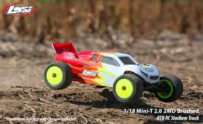 Horizon hobby has introduced an entire new brand of rc vehicles. Amazon Com Losi 1 18 Mini T 2 0 2wd Stadium Rc Truck Brushed Ready To Run Battery Receiver Charger And Transmitter Included Red White Los01015t1 Toys Games