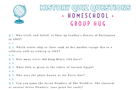 General knowledge may also help you gain confidence and can come in handy during critical life events such as interviews, where easy general knowledge questions and … History Quiz Questions For Kids Homeschool Group Hug