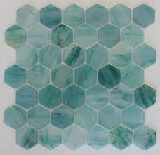 Tidal Wave Recycled Hexagon Glass Mosaic Tile 16 99 Sf Glass Mosaic Tiles Recycled Glass Mosaic Glass