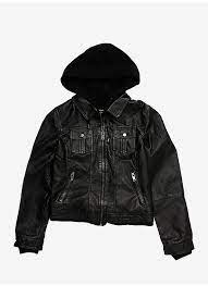 Hot Topic Black Cozy Hooded Twofer Girls Jacket Girls Jacket Girls Denim Jacket Jackets