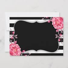 Black And White Stripes With Flowers Background Black White Stripe Wedding Bridal Shower Thank You Zazzle Com In 2020 White Stripes Wedding Striped Wedding Wedding Bridal Shower