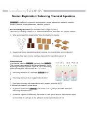 6 to 30 characters long; Student Exploration Balancing Chemical Equations Worksheet Answer Student Exploration Balancing Chemical