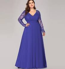 Women Long Sleeve Empire Waist Maxi Dress Bridesmaid Dresses Blue Plus Size Evening Dresses Plus Size Bridesmaid Dresses Plus Size Party Gown Dress