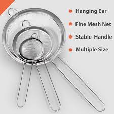 Maybe you would like to learn more about one of these? Ipow Set Of 3 Stainless Steel Fine Mesh Strainer Colander Sieve Sifters With Long Handle For Kitchen Food Small Medium Large Size For Tea Coffee Powder Fry Juice Rice Vegetable Fruit Etc