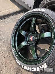 Prismatic Powders Powder Coated Green Custom Rays Wheels Powder Coating Prismatic Gloss Black