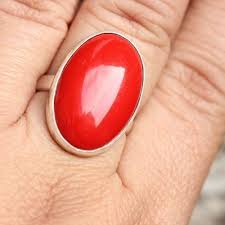 Red Coral Ring Oval Ring Bold Silver Stone Ring Coral Ring Gold Knot Ring Gemstones