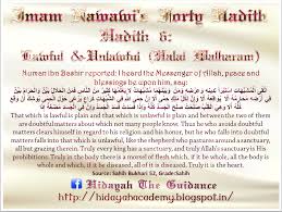 As discussed even during the other sections of this article, it is the intent of making a quick profit, which most experts believe is the motive behind day trading, which makes it haram. Hidayah Academy Imam Nawawi S Forty Hadith Hadith 6 Lawful And Unlawful Halal Wal Haram