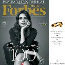 Medal of Valour Ring on Forbes cover - January 2017 - Eina Ahluwalia