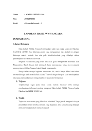 Laporan hasil wawancara tugas akhir mata kuliah perkembangan peserta didik program studi pendidikan fisika (3b) disusun oleh kelompok 4: Doc Laporan Hasil Wawancara Anggi Dessisiliya Academia Edu