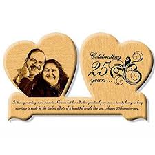 Give a gift they'll never forget! Wooden 25th Wedding Anniversary Gift Wooden Engraved Photo In Heart