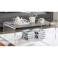 This Coffee Table Features A Waterfall Edge Design That Is A Beautiful Addition To Any Home Or Office Cle Coffee Table Clear Coffee Table Acrylic Coffee Table