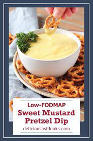 Low Fodmap Sweet Mustard Pretzel Dip - Delicious As It Looks Recipe Low Fodmap Appetizers Fodmap Recipes Low Fodmap