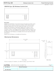 Grafik Eye Qs Wireless Control Unit Mechanical Dimensions