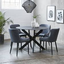 The kitchen dining chairs provide pretty structure for added. Remi 120cm Round Dining Table 4 Dark Grey Toby Chairs