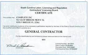 Variations to a plumbing contractor's licence. General Contracting Licensing Florida South Carolina North Carolina And Texas
