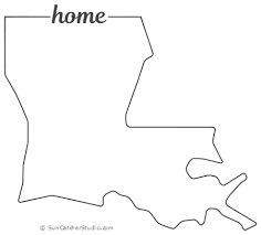 Louisiana Map Outline Printable State Shape Stencil Pattern Louisiana Map Map Outline Free Stencils