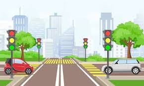 Vector Illustration Of Road Cross With Cars In The Big Modern Latar Belakang Animasi Latar Belakang Kartun