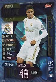Varane, kroos, benzema & co. Match Attax 19 20 Raphael Varane 100 Club Trading Card Real Madrid Amazon De Spielzeug