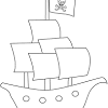 Cartoon pirate ship coloring page for kids, transportation. 1