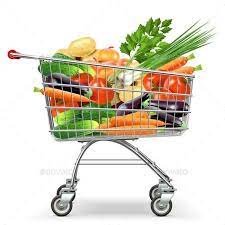 Vector Supermarket Trolley With Vegetables Supermarket Trolley Food Clips Supermarket