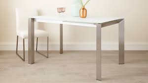 Oval extendable frosted glass dining table. White Frosted Glass Extending Dining Table With Brushed Metal Legs Youtube