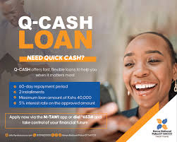 Need cash fast? Get our new improved Q-Cash! You can now enjoy a higher  limit of up to Ksh 40,000 with a flexible repayment period of up to 60 days  in 2