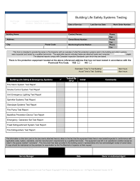 Building annual inspection form includes testing forms based on the following standards: Fire Safety Inspection Report Template