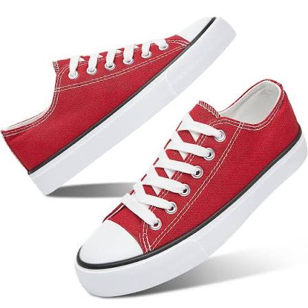 Aomais Womens Canvas Fashion Sneakers Classic Low Top Fabric Shoes Casual Walking Canvas Flats Cute Lace Up Tennis Shoes for Lady(Red Us6), Women's