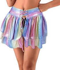 Amazon.com: Kakaco Lace Up Belly Dance Skirt Rainbow Layered Skirts Sparkly  Sequins Underskirt Rave Party Skirt Costume for Women and Girls : Clothing,  Shoes & Jewelry
