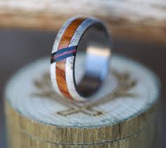 Men S Wedding Band With Antler Wood With An Acrylic Inlay Fully Customizable Wooden Wedding Ring Mens Mens Wedding Bands Antler Wedding Band
