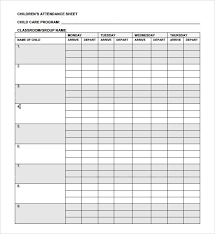 Printable Attendance Sheet For Kids Jasonkellyphoto Co