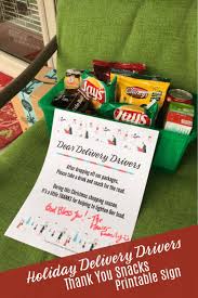 Holiday Delivery Drivers Thank You Snacks Printable Sign Delivery Driver Printable Signs Thank You Printable