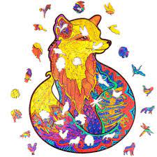 Such constructions could be created in diverse forms (vehicles, animals, buildings, flowers, etc.). Wooden Jigsaw Puzzle Alluring Fox Unidragon