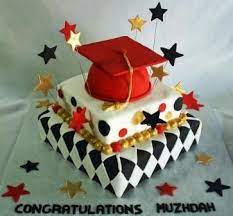 Square Offset Tiered Graduation Cake Muzhdah Graduation Cakes High School Graduation Cakes Kindergarten Graduation Cake